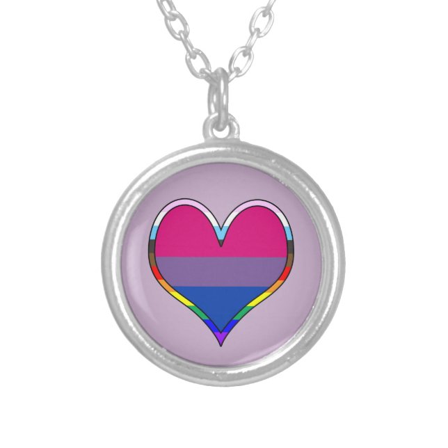Bi Pride Heart Silver Plated Necklace (Front)