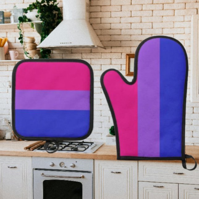 Bi Pride Kitchen Guardians Oven Mitt & Pot Holder Set (Creator Uploaded)