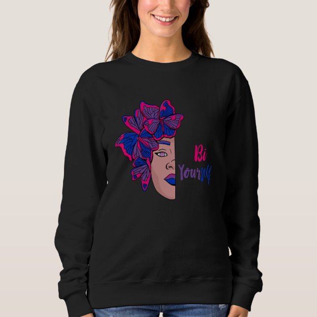 Bi Pride Lgbtq Half Face Butterfly Bisexuality Bis Sweatshirt (Front)