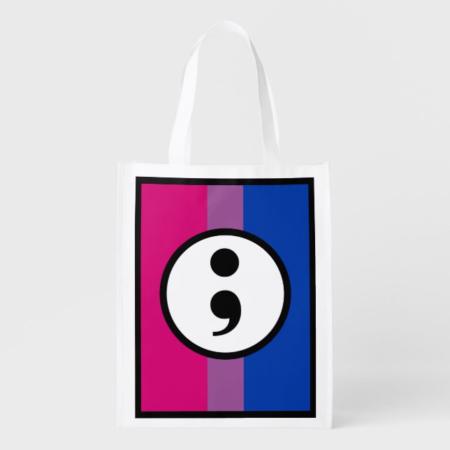 Bi Pride/SemiColon Grocery Bag (Front)