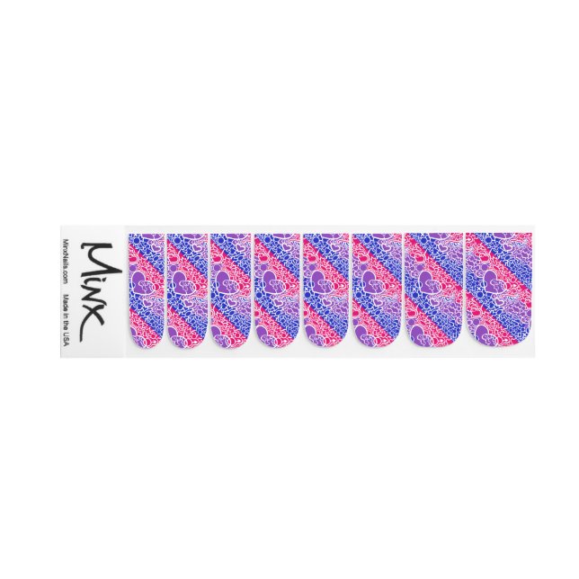 Bi Pride Squiggle Minx Nail Art (Left Hand)