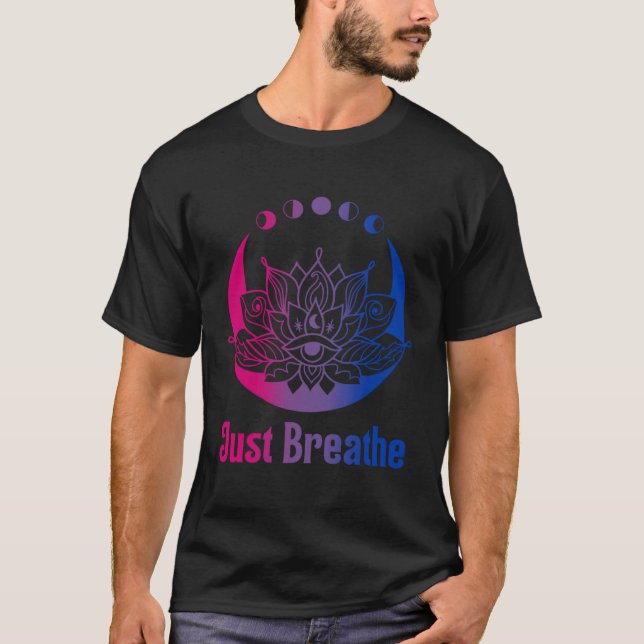 Bi Pride Subtle Bisexual LGBTQ Gay Pride Yoga Moon T-Shirt (Front)