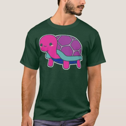 Bi Pride Turtle Tortoise Cute Design in Bisexual F T_Shirt