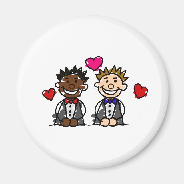 Bi-Racial Gay Couple Magnet (Front)