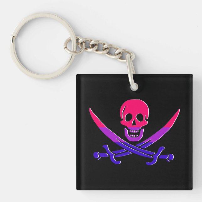 BI-Rate Jolly Roger PRIDE Flag Keychain (Front)