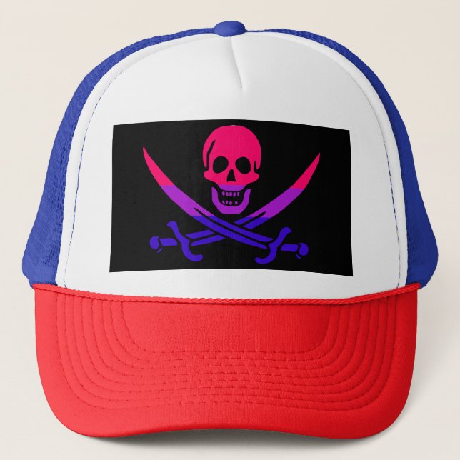 BI-rate Jolly Roger Pride Flag  Trucker Hat (Front)