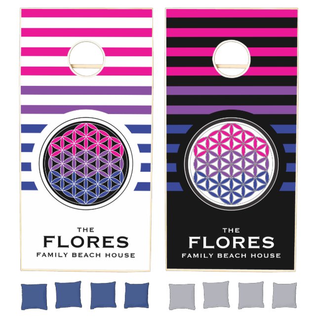 bi sacred geometry family name cornhole set (Set)
