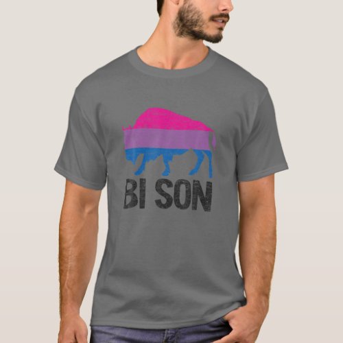 Bi Son Funny Bisexual Pride Pun Rainbow LGBT Flag T_Shirt