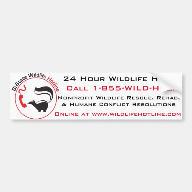 Bi-State Wildlife Hotline Bumper Sticker (Front)