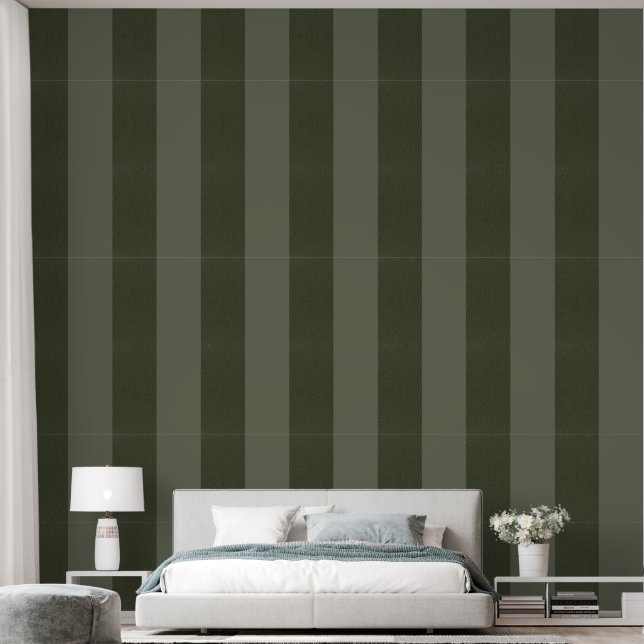 Bi-Tone Moss Green Peel & Stick Wallpaper (Custom) Wallpaper (Bedroom)