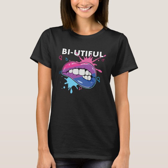 Bi Utiful Bisexual Rainbow Pride Bisexuality LGBTQ T-Shirt (Front)
