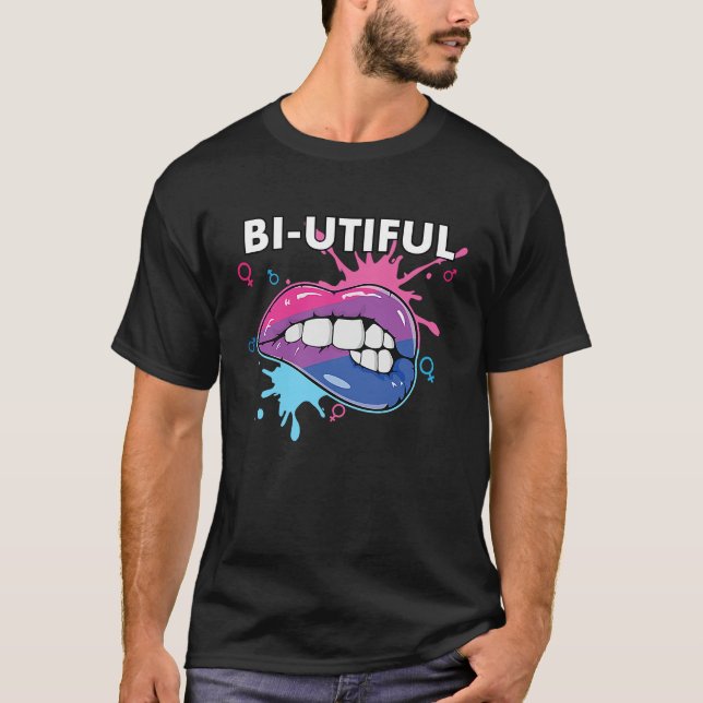 Bi Utiful Bisexual Rainbow Pride Bisexuality LGBTQ T-Shirt (Front)