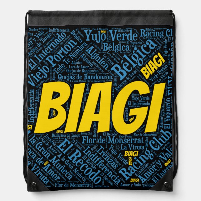 Biagi Tango Word Art Drawstring Bag (Front)
