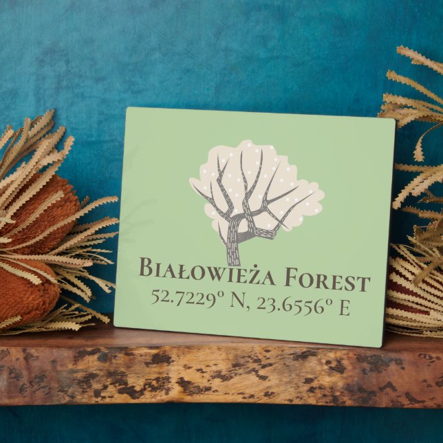 Białowieża Forest Latitude & Longitude  Plaque (Side)