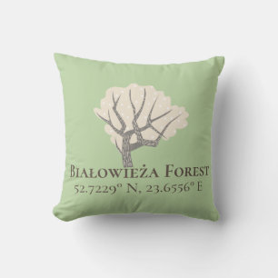Białowieża Forest Latitude & Longitude Throw Pillow