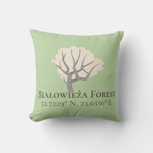 BiaÅowieÅa Forest Latitude  Longitude  Throw Pillow