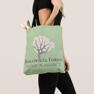 Białowieża Forest Latitude & Longitude Tote Bag