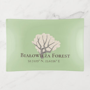 Białowieża Forest Latitude & Longitude Trinket Tray