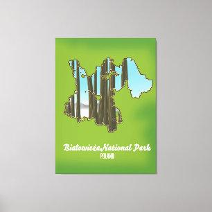 Białowieża national park poland map canvas print