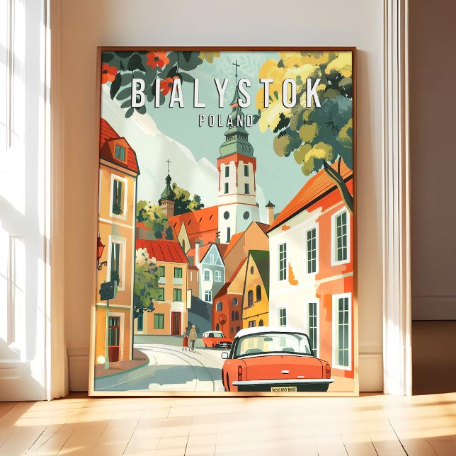 Bialystok Poland Poster Art Print, City Retro Vint (Creator Uploaded)