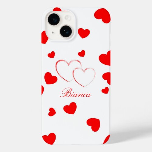 Bianca _ Cute Hearts _customize it with your name Case_Mate iPhone 14 Case