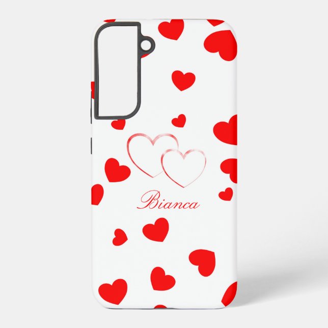 Bianca - Cute Hearts -customize it with your name  Samsung Galaxy Case (Back)