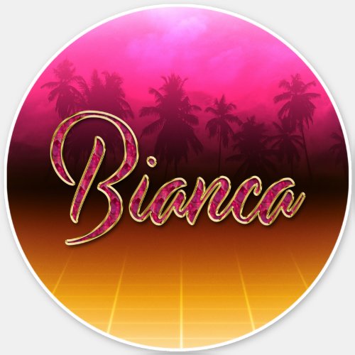 Bianca First Name Golden pink Sticker