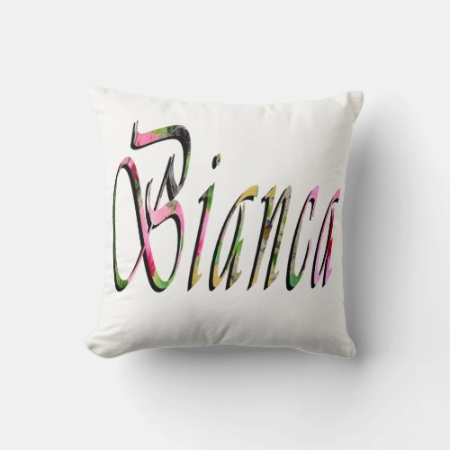 Bianca Girls Name Logo Throw Pillow