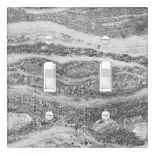 Bianca Gray White Marble Stone Printed Modern Light Switch Cover