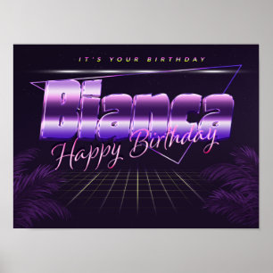 Bianca Name First Name lila retro poster birthday