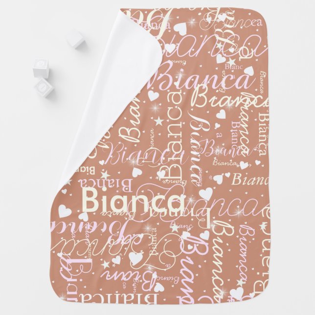 Bianca Personalized Name Pattern Boho Rose  Baby Blanket (In Situ)