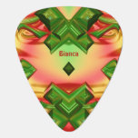 BIANCA ~ red, green yellow Christmas design Guitar Pick