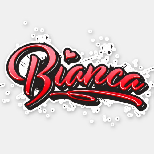 Bianca red Heart Graffiti Sticker