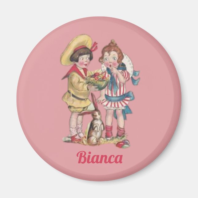 BIANCA ~ VINTAGE ~ Children Rabbit Eggs ~ Magnet (Front)
