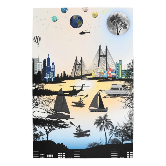 Bianco, nero e colori metal print (Front)