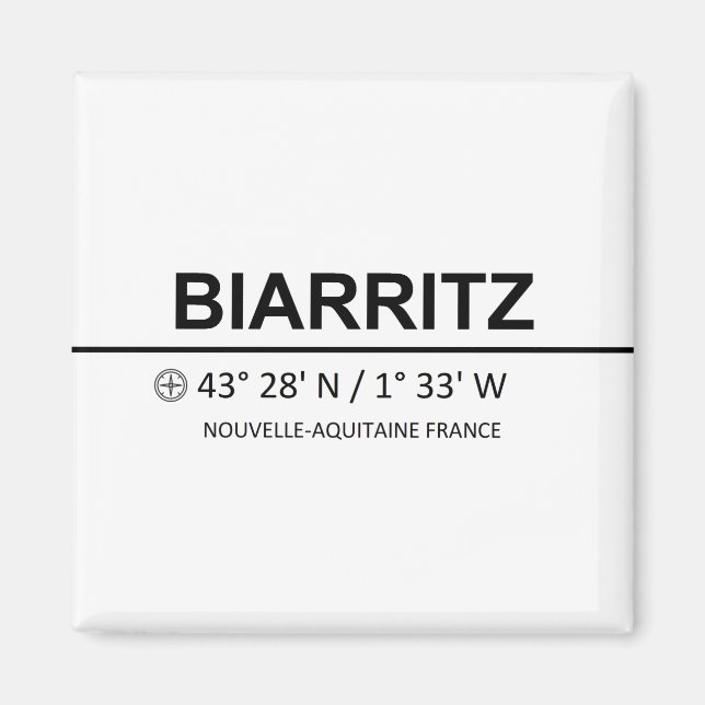 Biarritz Coordinaten - Biarritz Coordinates Magnet (Front)