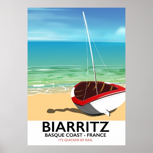 Biarritz France Beach travel poster