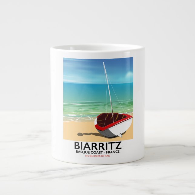 Biarritz France Beach travel poster Giant Coffee Mug (Front)