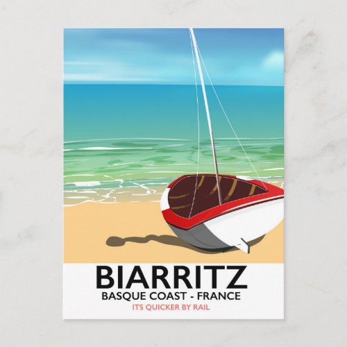 Biarritz France Beach travel poster Postcard