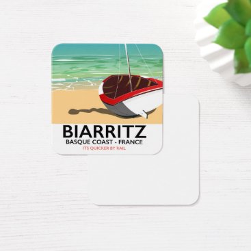 Biarritz France Beach travel poster Square Business Card Biarritz France Beach travel poster Square Business Card