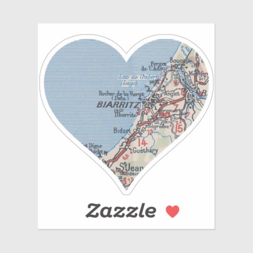 Biarritz France Vintage Map Sticker