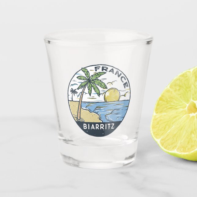 Biarritz France Vintage Shot Glass (Front)
