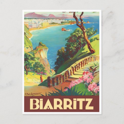 Biarritz France vintage travel Postcard