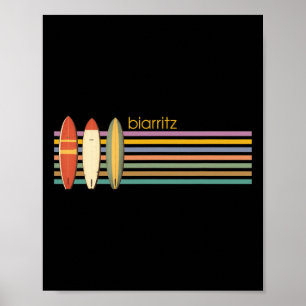 Biarritz Surfing France French Surfer 70s Vintage Poster