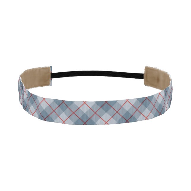 Bias Plaid Blue-Red Stripe Athletic Headband (Front)