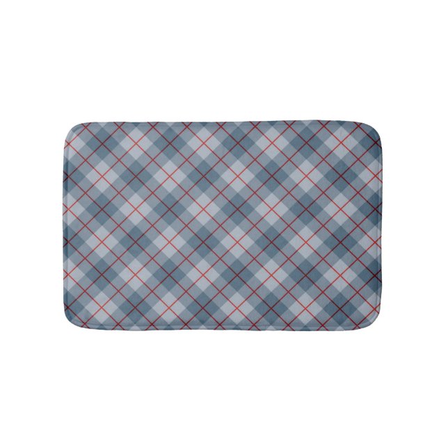 Bias Plaid Blue-Red Stripe Bathroom Mat (Front)