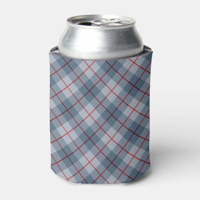 Bias Plaid Blue-Red Stripe Can Cooler (Can Front)