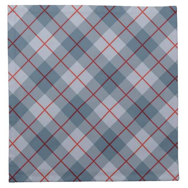 Bias Plaid Blue-Red Stripe Cloth Napkin (Front)