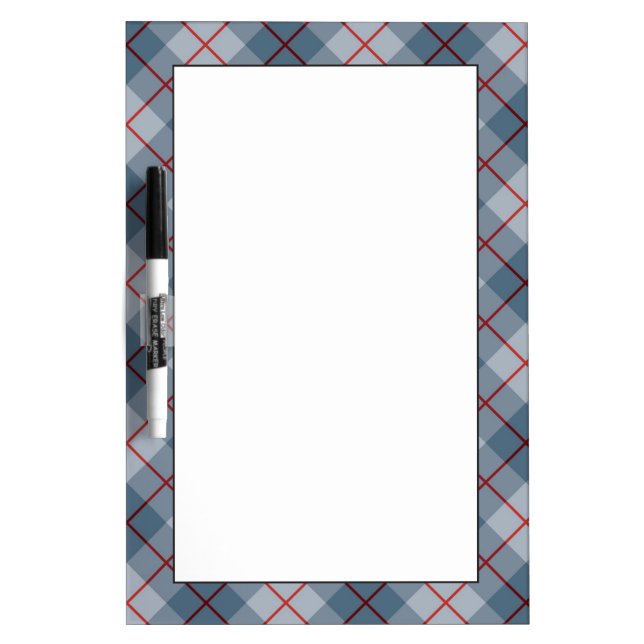 Bias Plaid Blue-Red Stripe Dry Erase Board (Front)