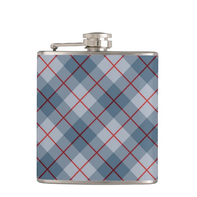 Bias Plaid Blue-Red Stripe Flask (Front)